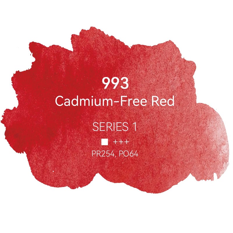 فينيكس طلاء ألوان مائية احترافي من فونيكس - نصف مقلاة بألوان مائية واحدة - أحمر خالي من الكادميوم 993 - Image 2